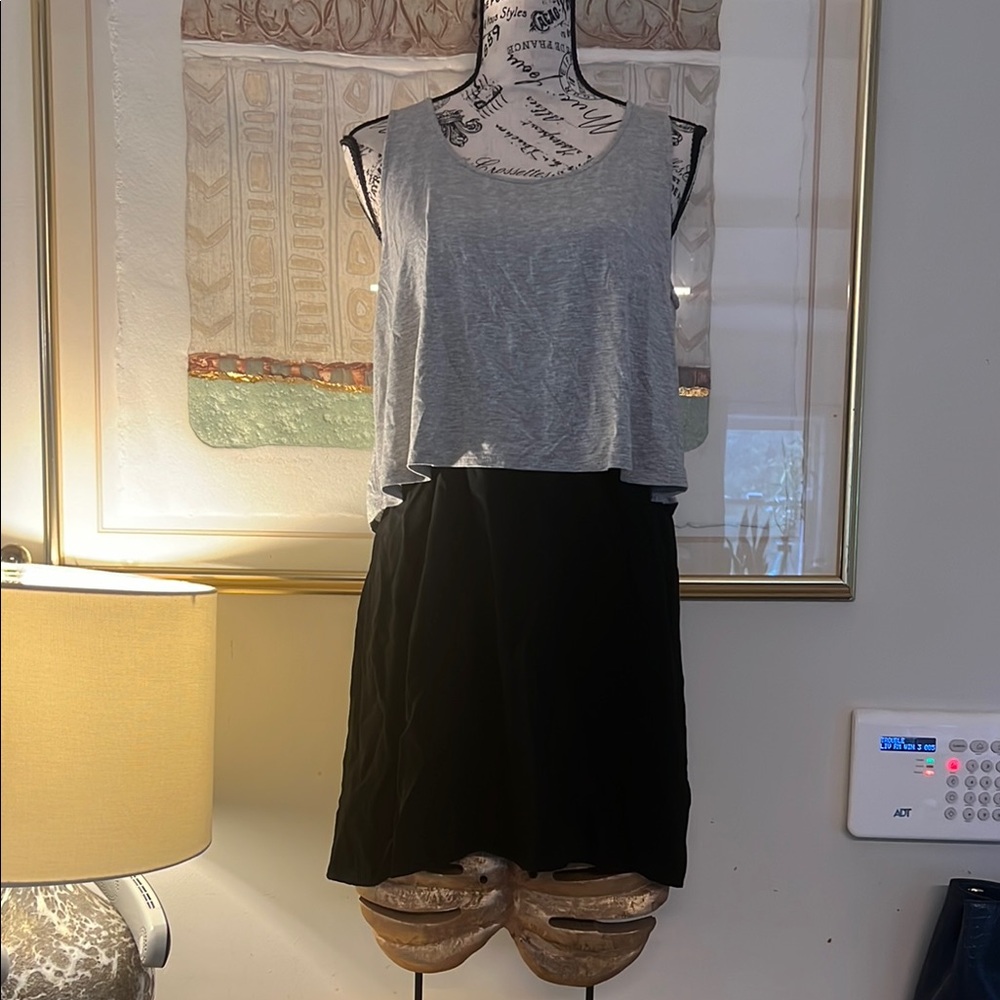 Splendid Gray and Black Skater Mini Skirt for Casual Occasions